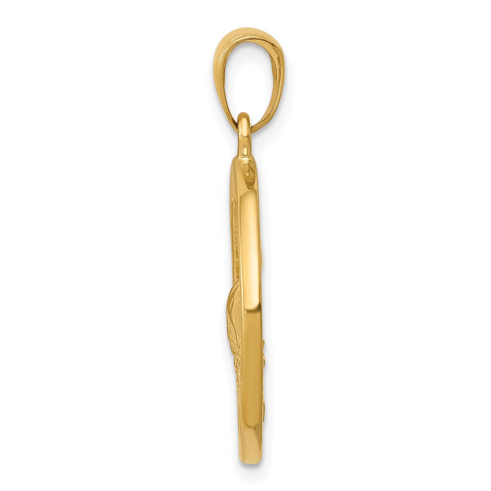14K Gold Whale Tail Pendant with Waves Design Solid, Casted, Men’s