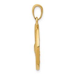 14K Gold Whale Tail Pendant with Waves Design Solid, Casted, Men’s