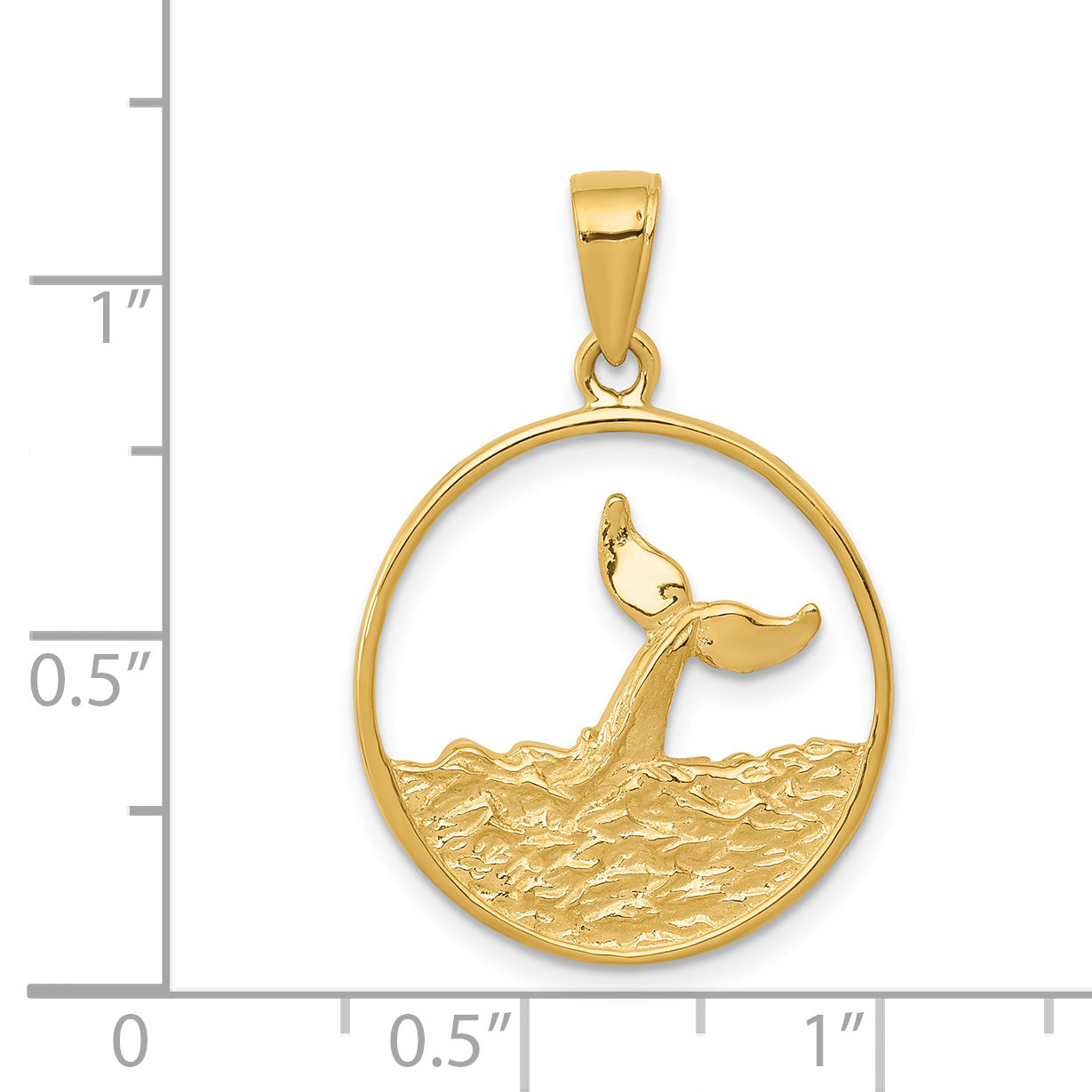 14K Gold Whale Tail Pendant with Waves Design Solid, Casted, MenÃÂ¢Ã¢âÂ¬Ã¢âÂ¢s