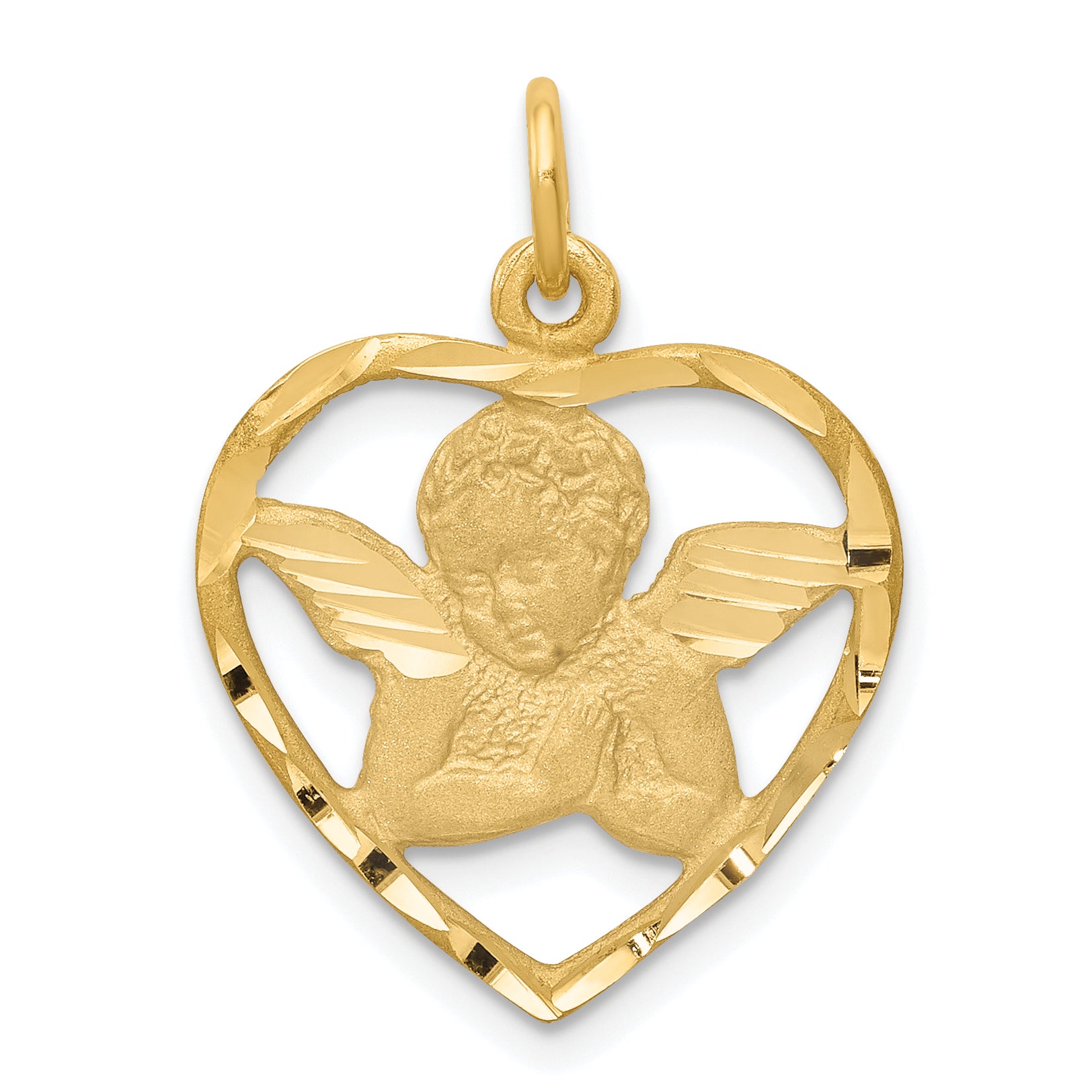14k Angel in Heart Charm