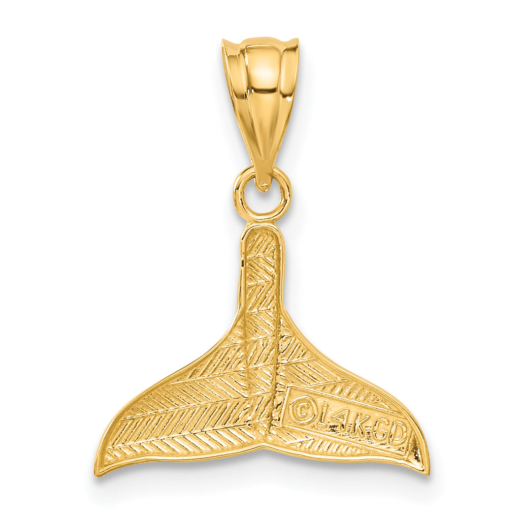 14K Gold Whale Tail Pendant for Men with Polished Finish