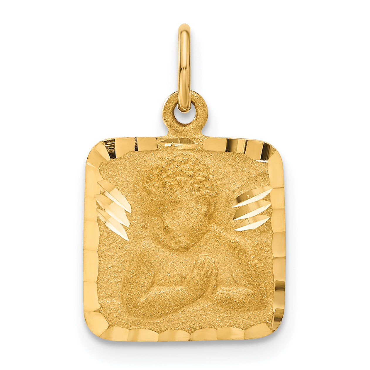 14K Satin and Diamond-Cut Angel Charm Main image