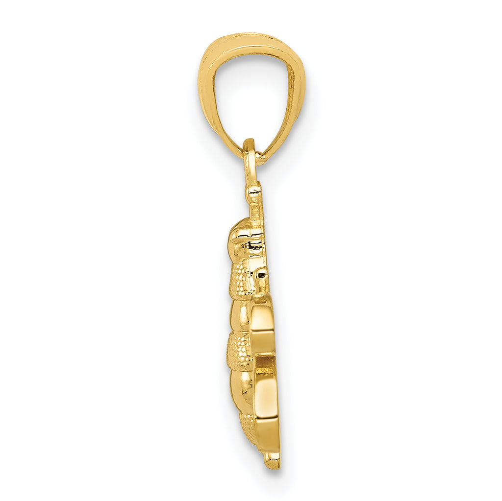 14K Gold Polished Bee Pendant with Textured Finish Elegant Design