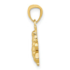 14K Gold Polished Bee Pendant with Textured Finish Elegant Design