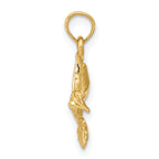14K Gold Hummingbird Pendant with Polished Finish and Textured Design