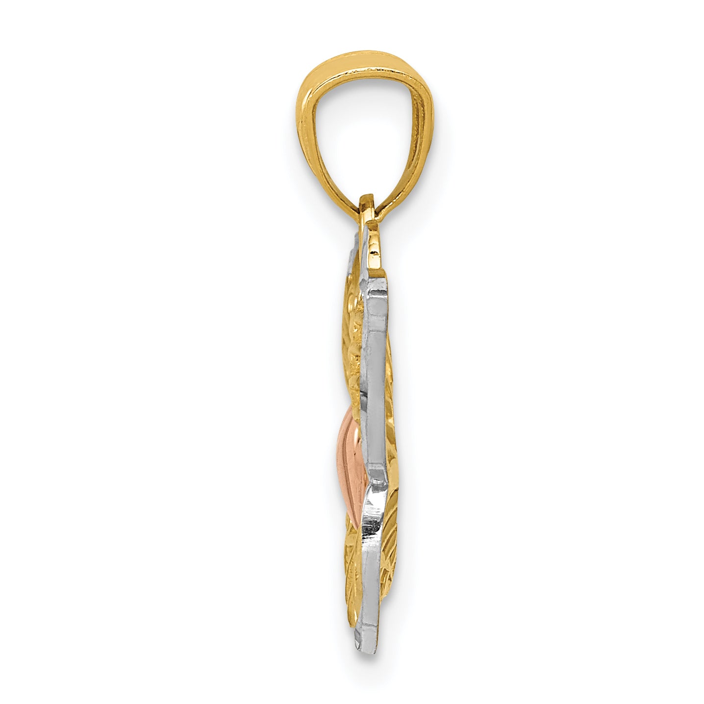 14K Two-Tone Gold Butterfly Heart Pendant with White Rhodium Detailing, Polished Finish Secondary image