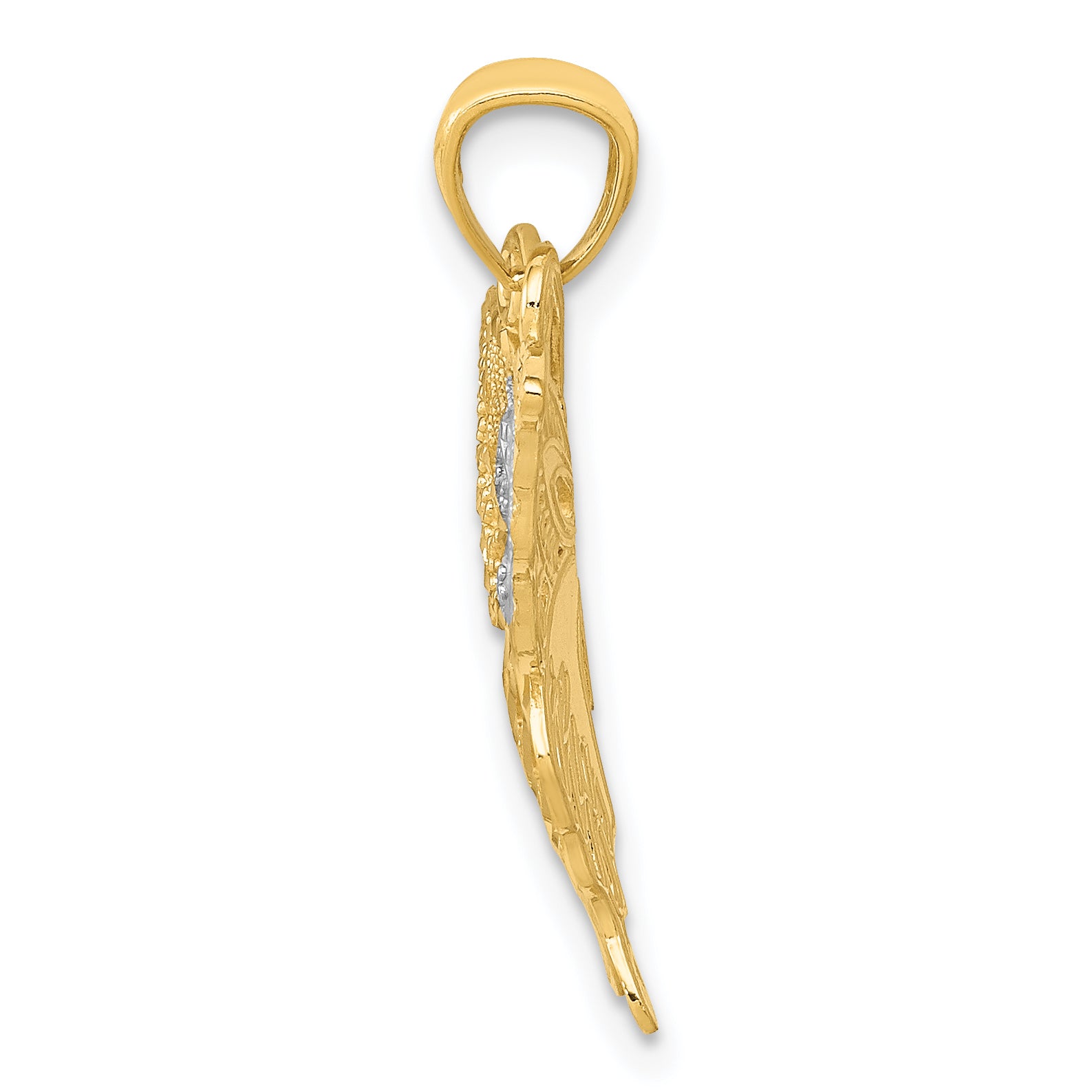 14K Gold Fancy Butterfly Pendant with Rhodium Accents and Polished Finish Secondary image