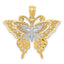 14k w/Rhodium Fancy Butterfly Pendant