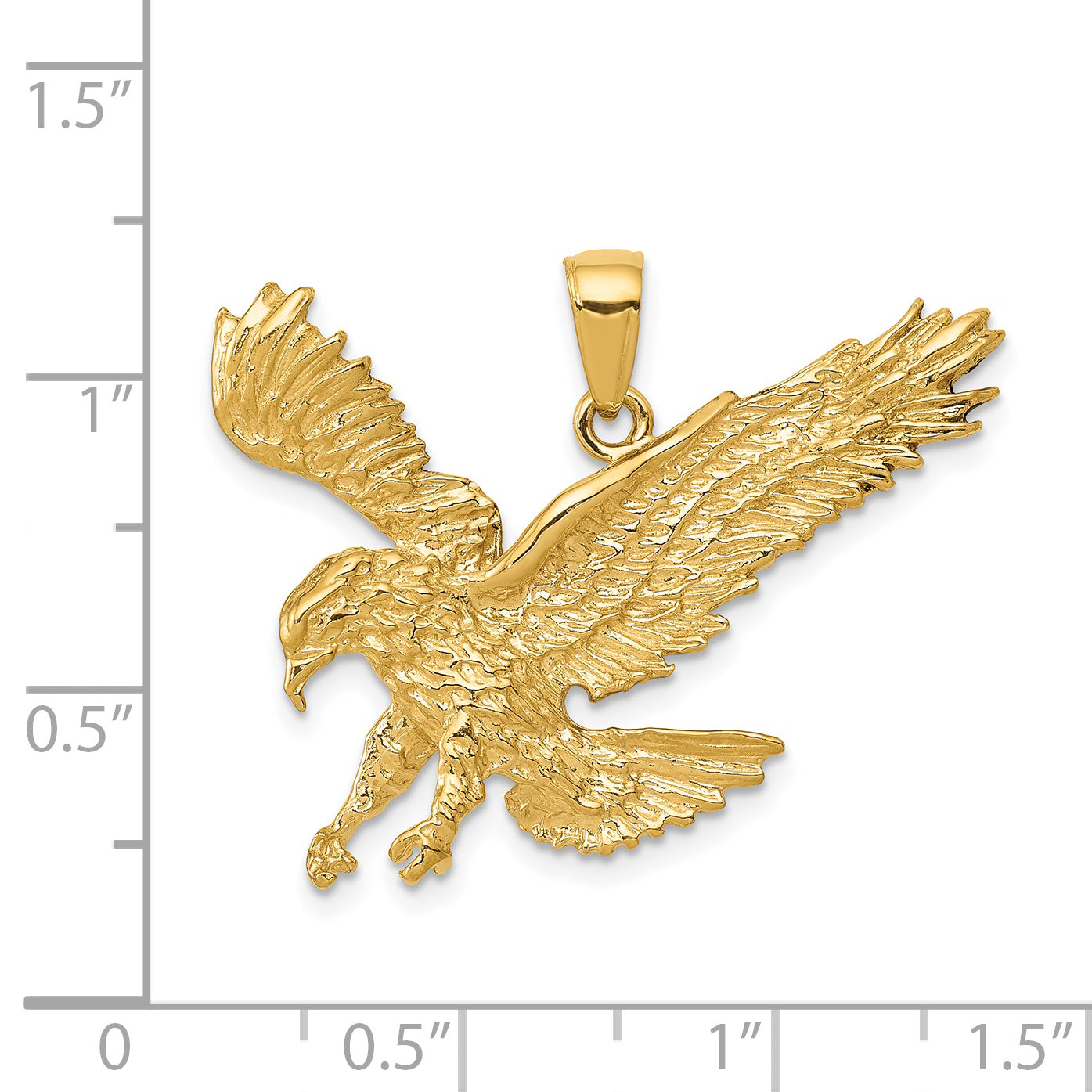 14K Gold Textured Eagle Pendant for Men Polished Finish, Solid Design