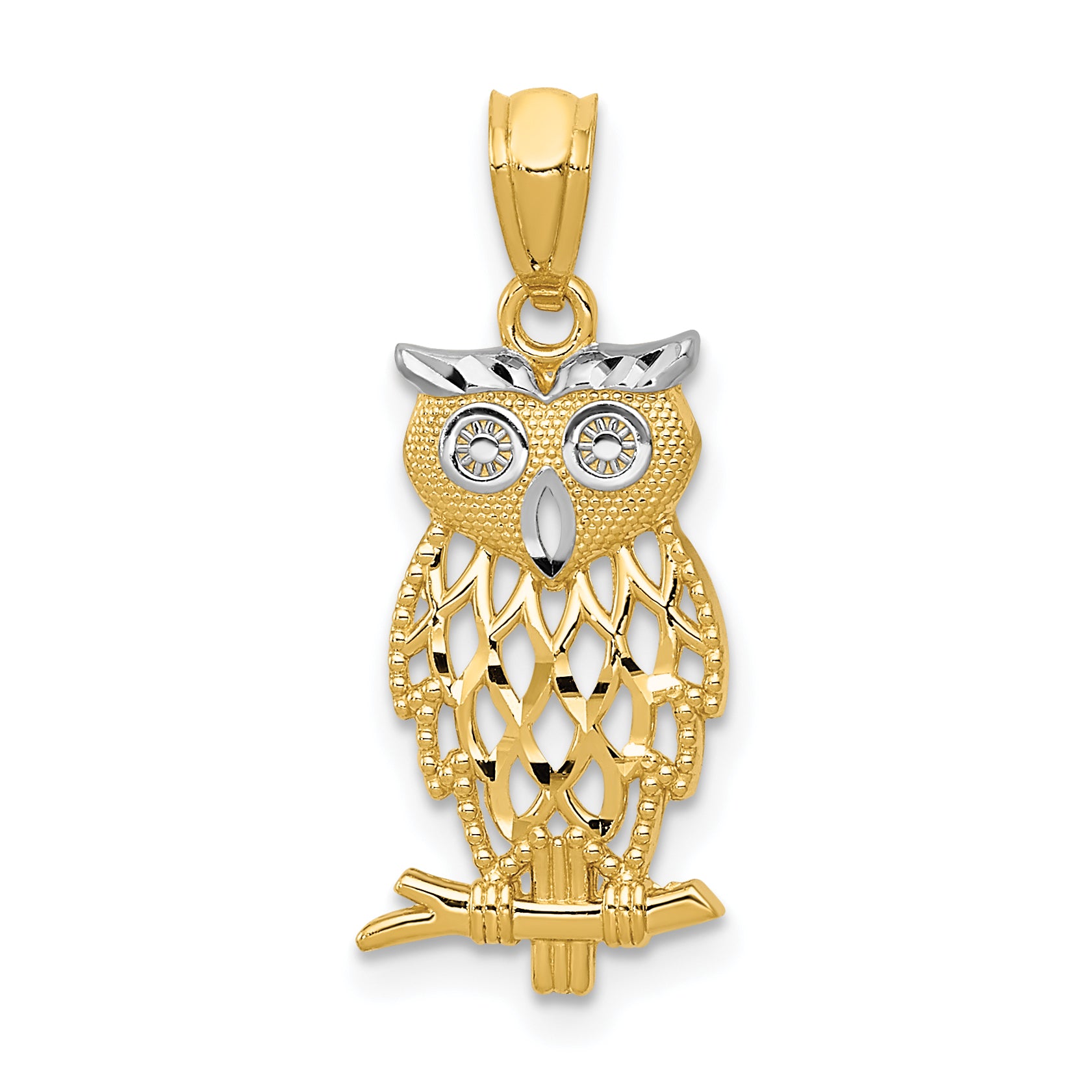 14k w/ Rhodium Owl Pendant Main image