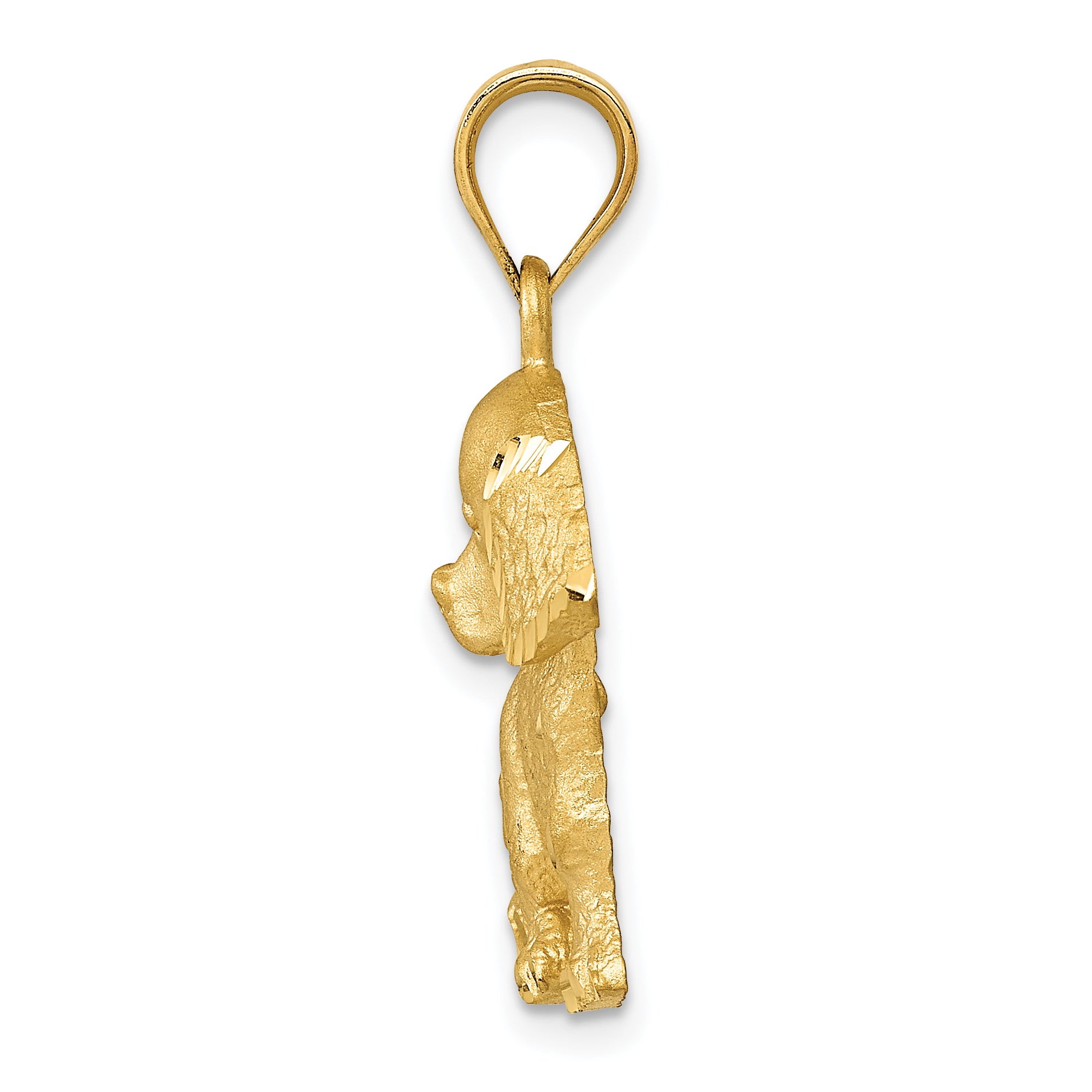 14K Gold Dog Charm with Brushed Finish and Diamond-Cut Detailing Secondary image