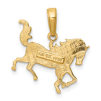 14K Gold Polished Horse Pendant for Men  Textured Solid Design
