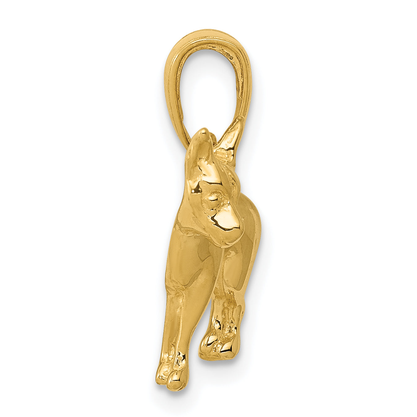 14K Gold Chihuahua Dog Pendant with Polished Finish Solid & Casted Design