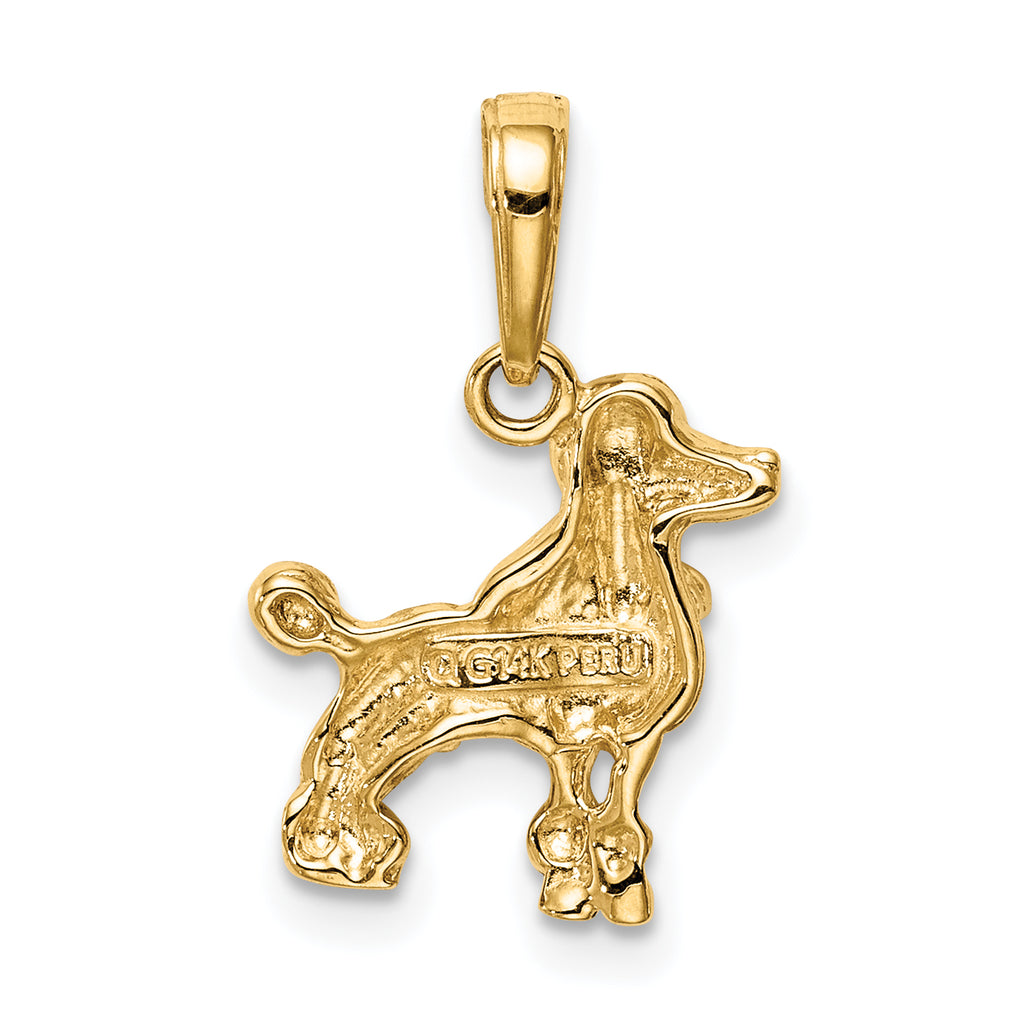 14K Gold Poodle Dog Pendant  Polished Solid Design, Casted Craftsmanship