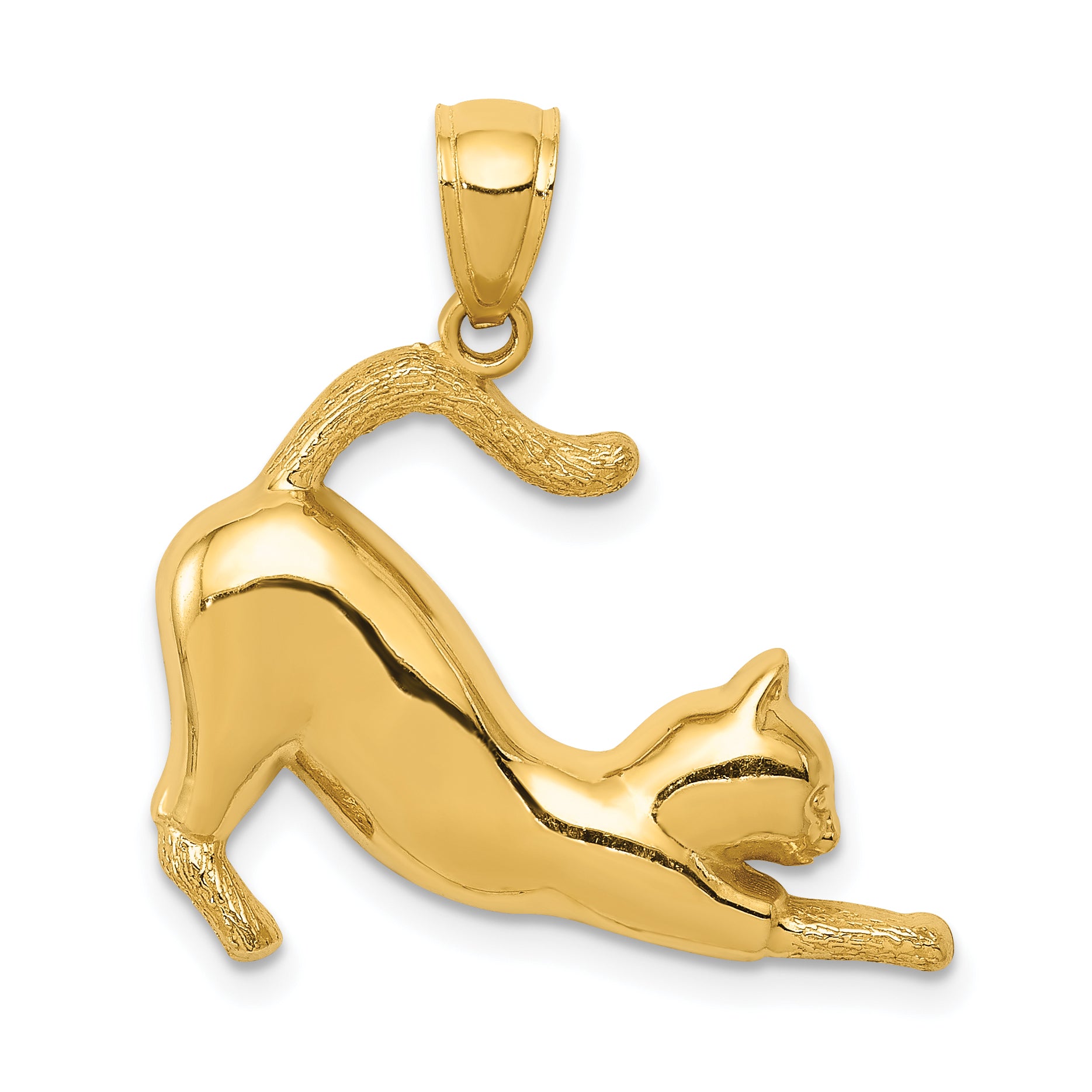 14k Stretching Cat Pendant Main image