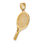 14K Gold 3D Tennis Racquet Pendant for Men  Polished, Solid, Textured
