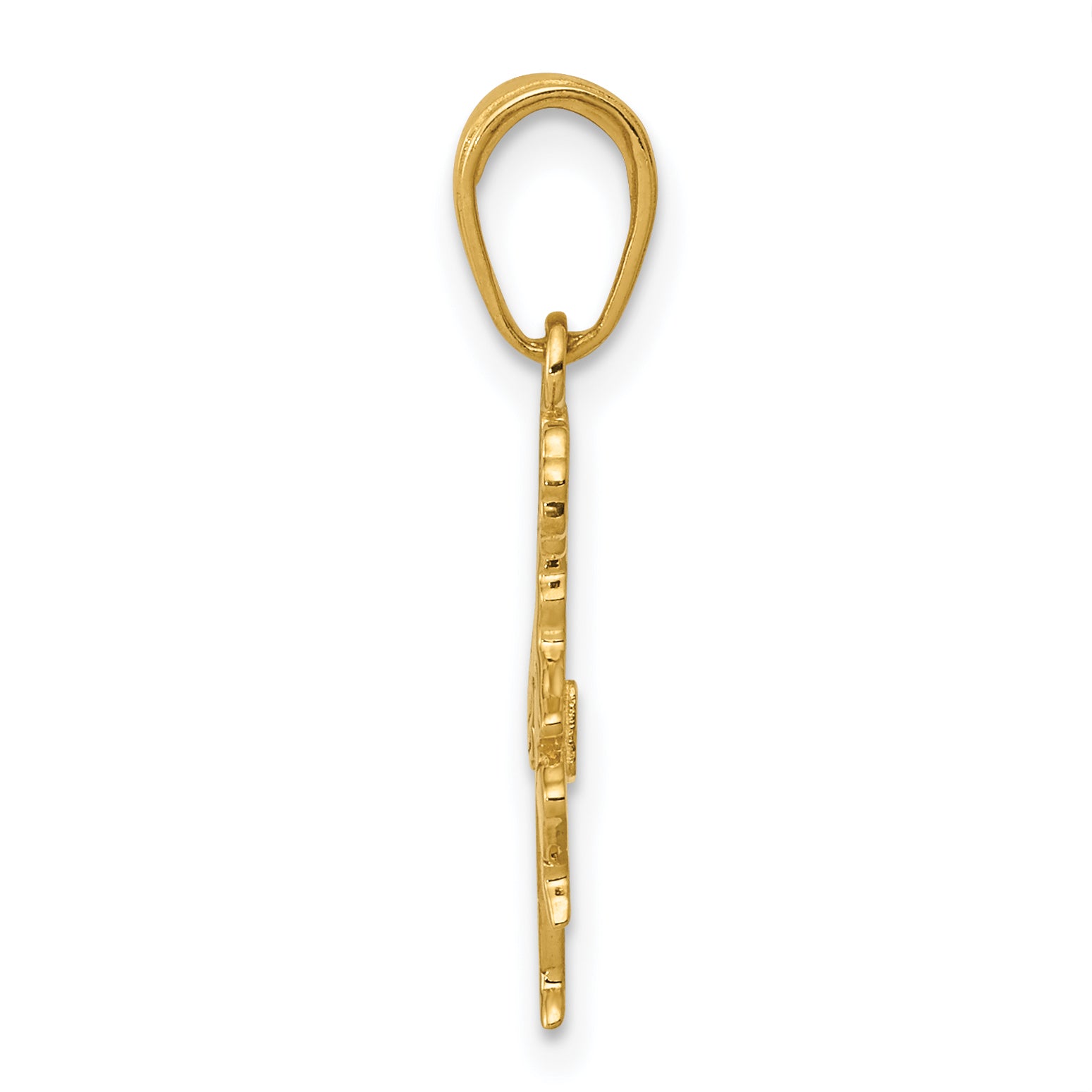 14K Gold Cheerleader with Pom-Poms Pendant, Polished & Solid Cast Secondary image