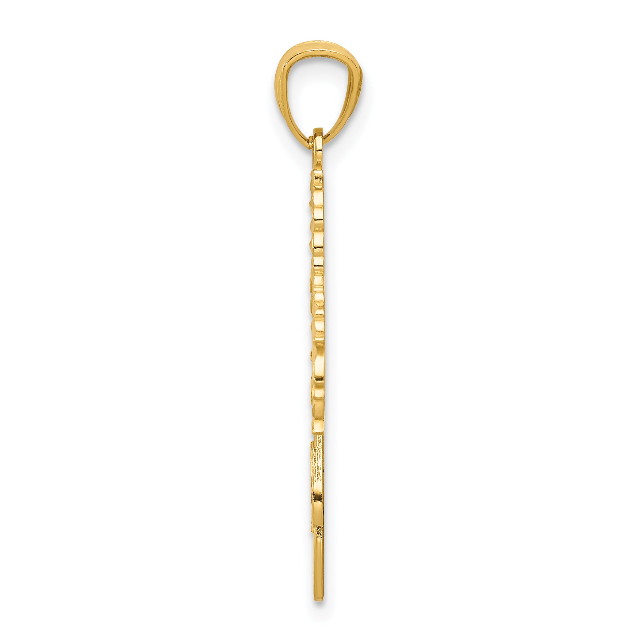 14K Gold Diamond-Cut Cheerleader Charm with Polished Brushed Finish Secondary image