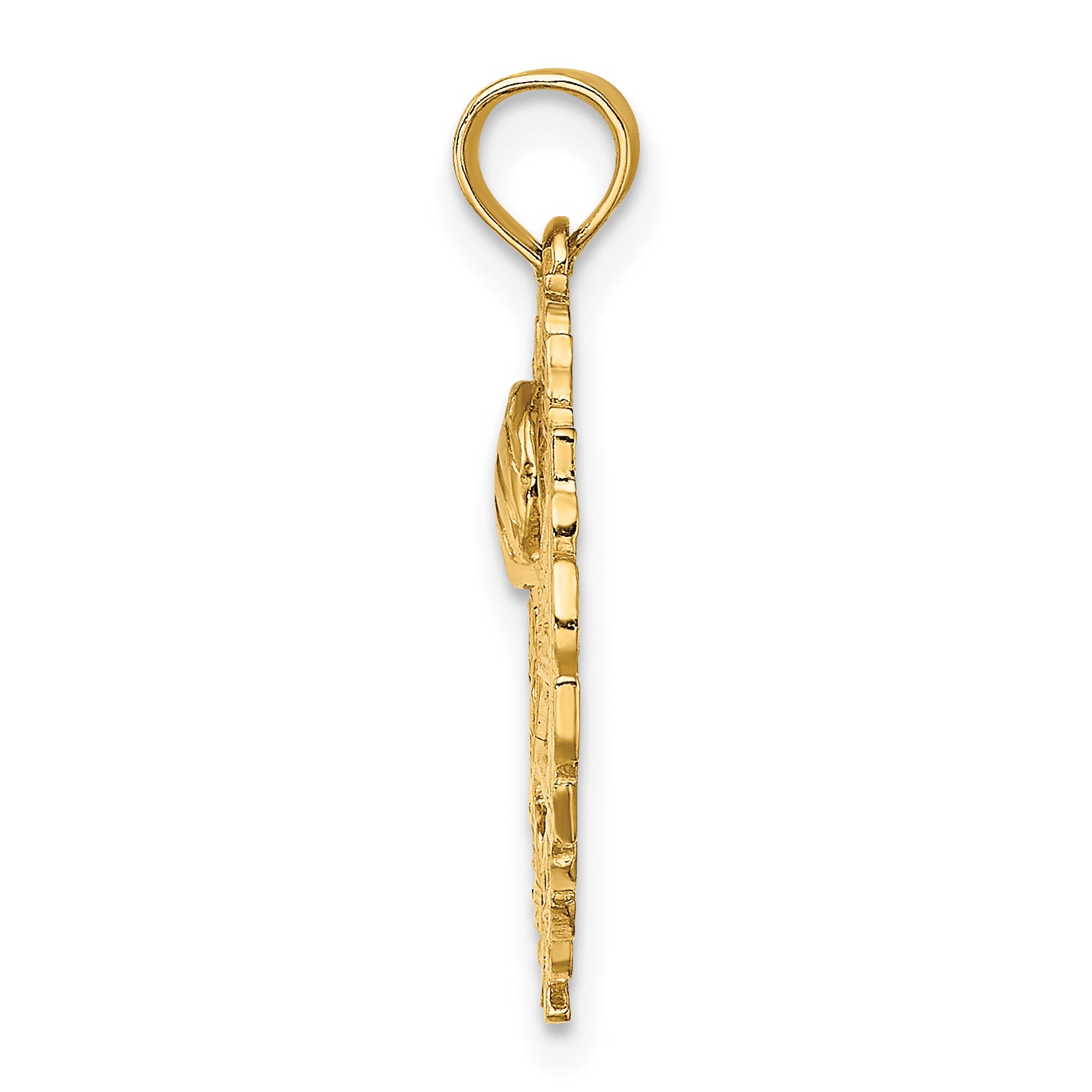 14k Volleyball Story in Leaf Circle Charm Secondary image