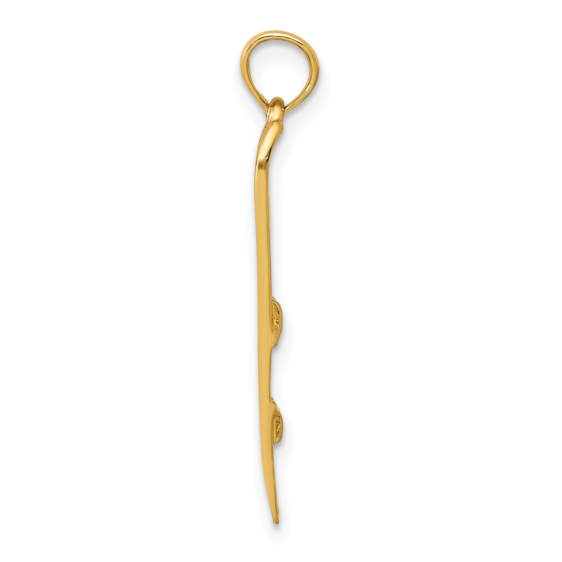 14K Gold 3D Snow Skis Pendant for Men with Polished Finish Secondary image
