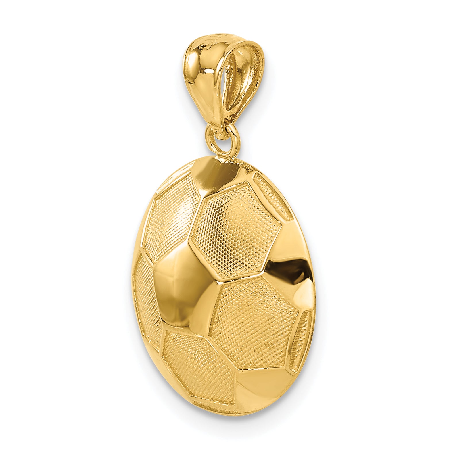 14K Gold Polished Soccer Ball Pendant for Men  Textured, Elegant Design