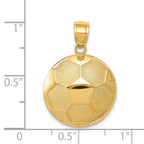 14K Gold Polished Soccer Ball Pendant for Men  Textured, Elegant Design