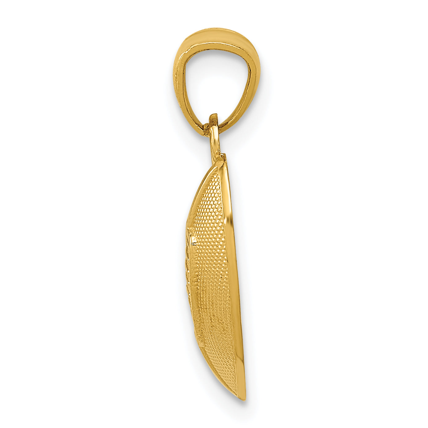 14K Polished Gold Football Pendant with Laser Design  Men's Textured Charm Secondary image