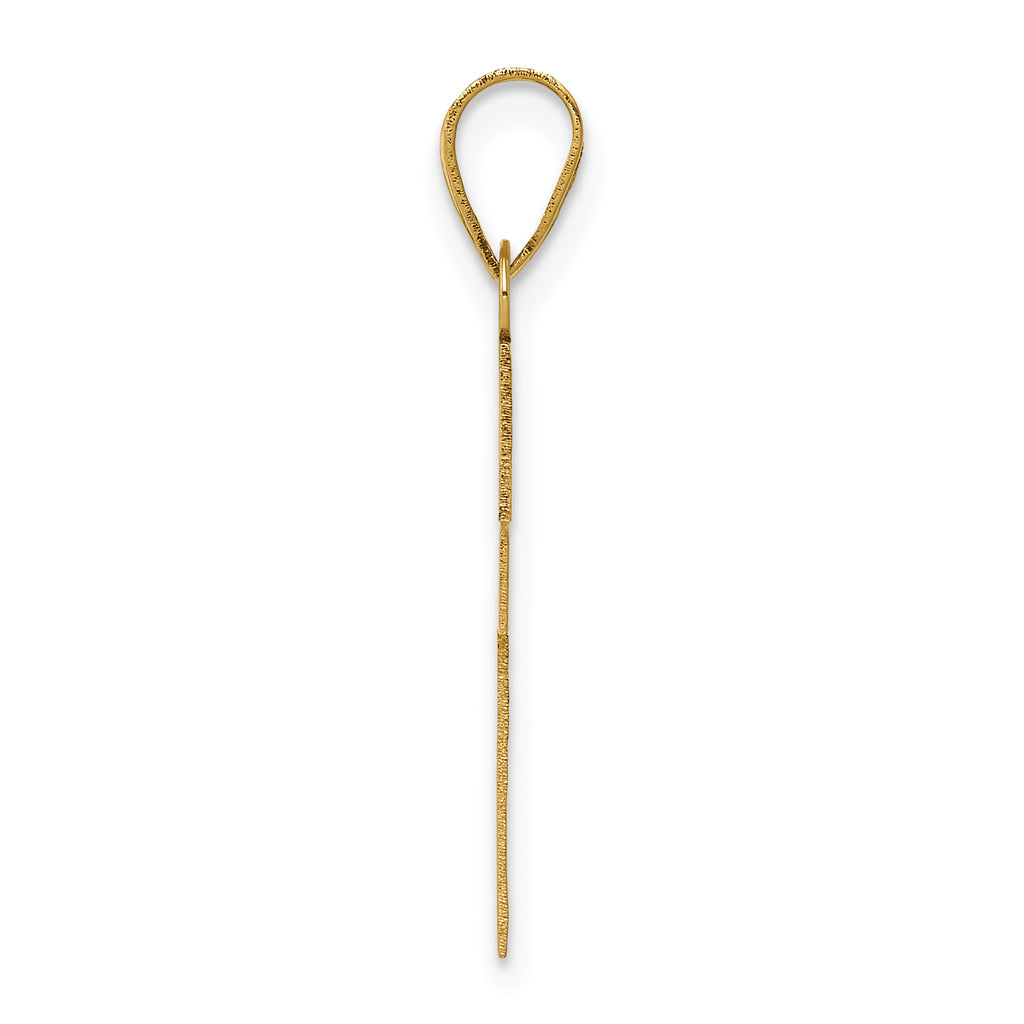 14K Gold Polished Cross Charm with Solid Flat Back