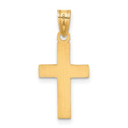 14K Gold Polished Cross Charm with Solid Flat Back