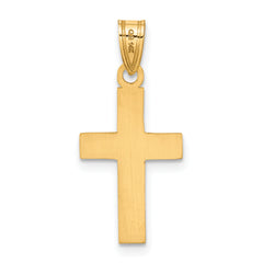 14K Gold Polished Cross Charm with Solid Flat Back
