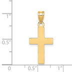 14K Gold Polished Cross Charm with Solid Flat Back