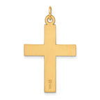 14K Gold Polished Cross Charm Pendant with Flat Back Design