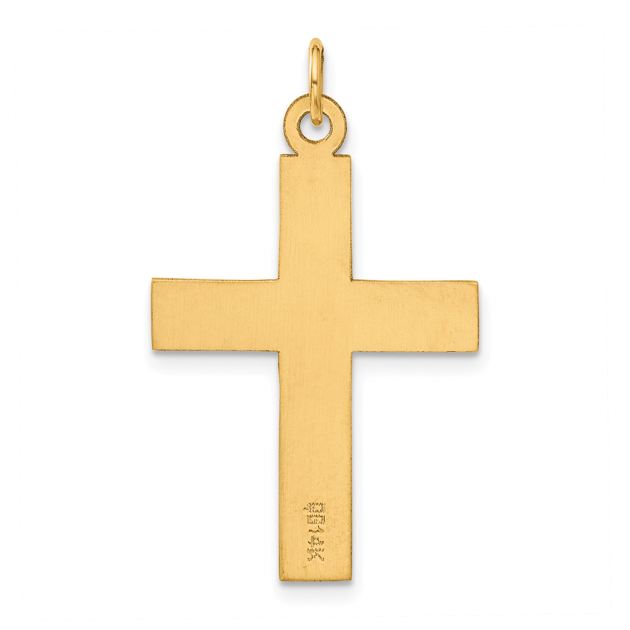 14K Gold Polished Cross Charm Pendant with Flat Back Design