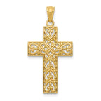 14k Diamond-cut Filigree Cross Pendant