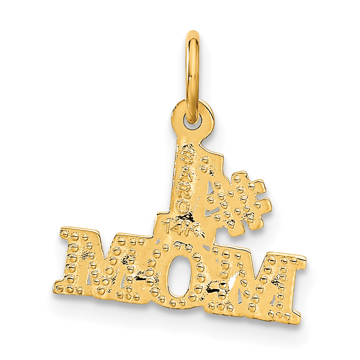 14K Gold Polished #1 MOM Charm  Solid, Elegant, Gift-Ready Design