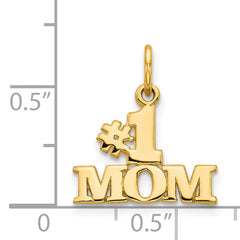14K Gold Polished #1 MOM Charm  Solid, Elegant, Gift-Ready Design