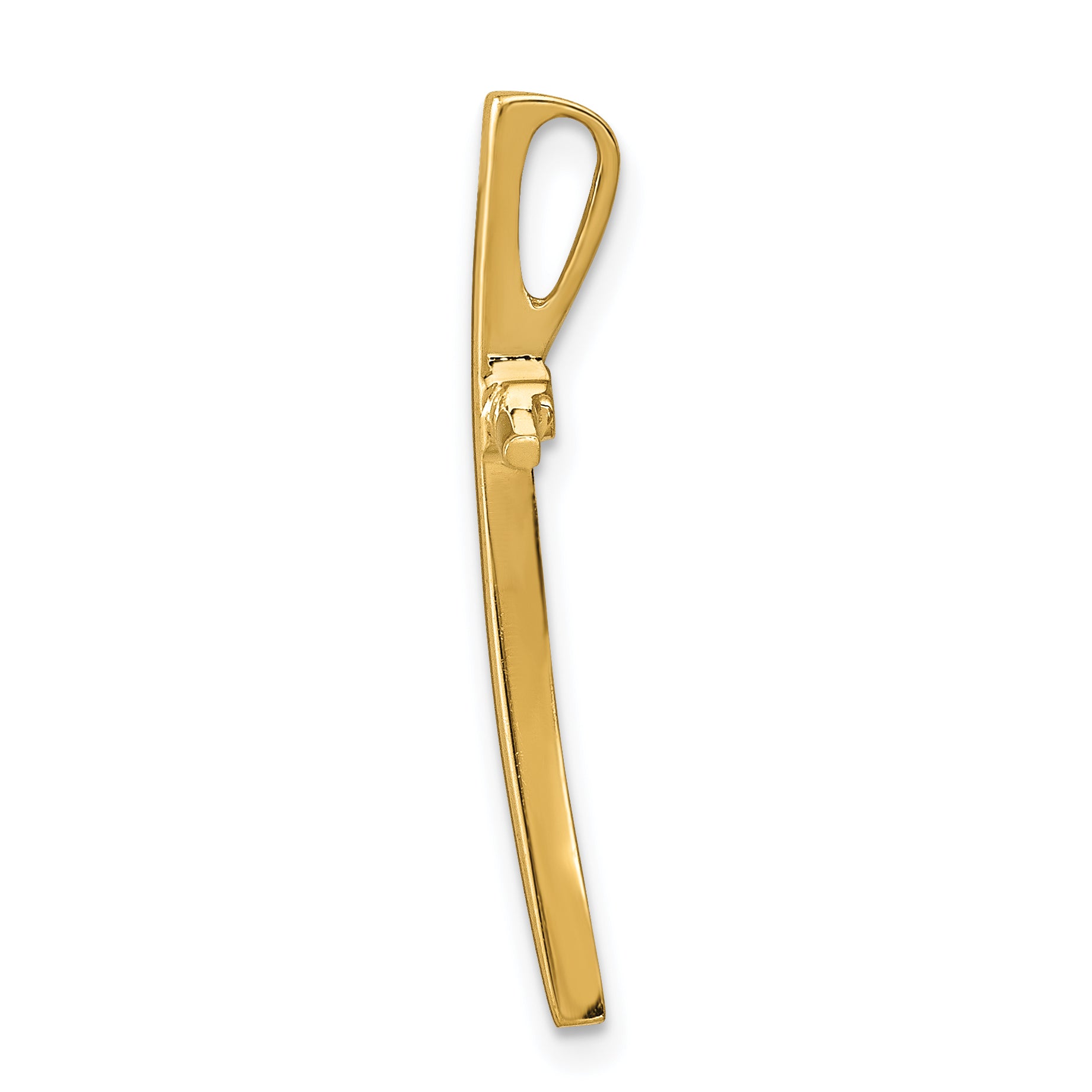 14K Gold Curved Cross Pendant Slide with Polished Finish Solid and Elegant Design Secondary image