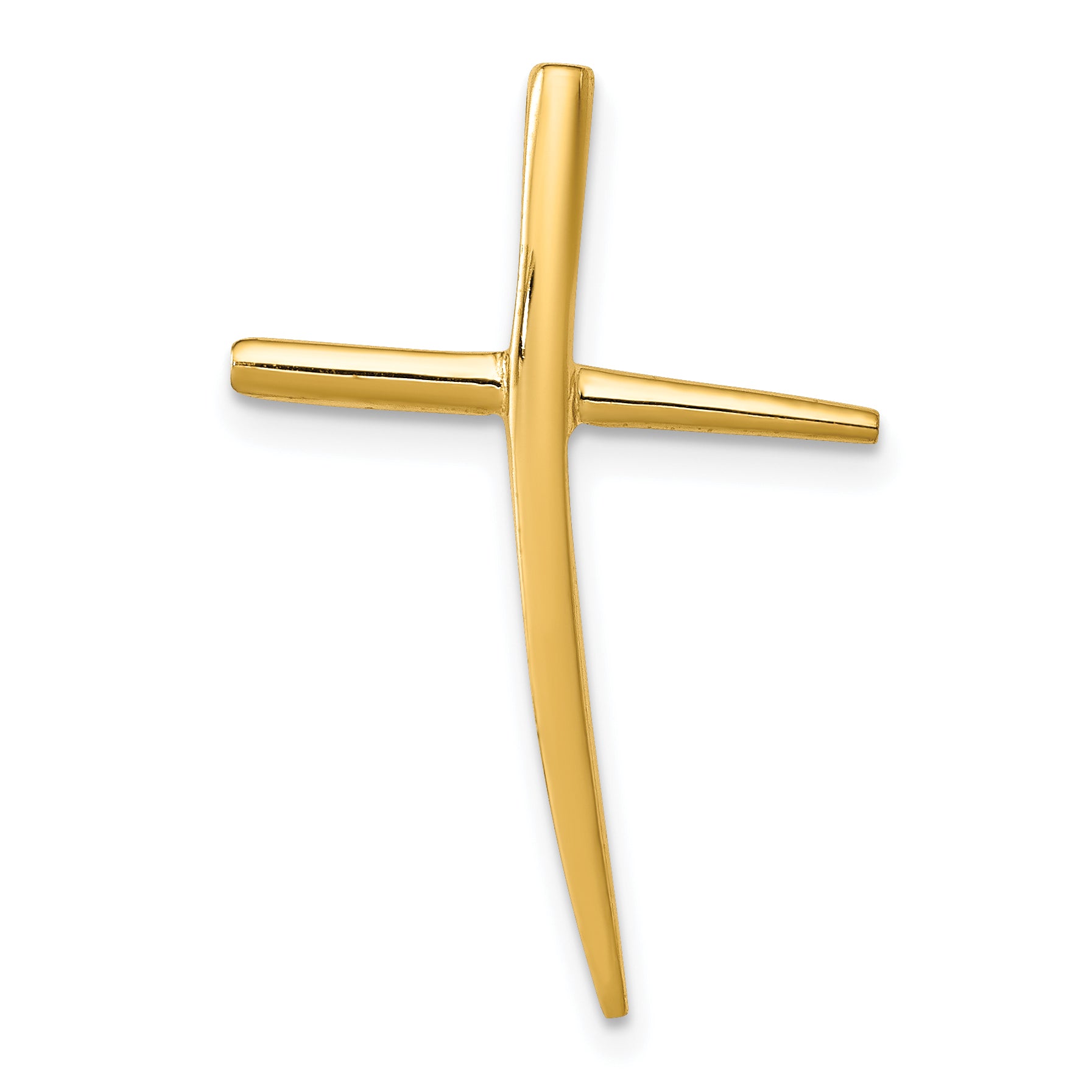 14K Polished Curved Cross Chain Slide Main image