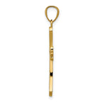 14K Yellow Gold Solid Budded Cross Pendant  Elegant Casted Design