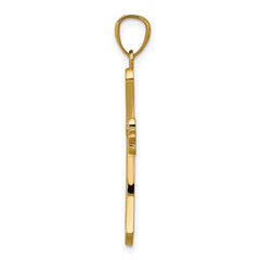 14K Yellow Gold Solid Budded Cross Pendant  Elegant Casted Design