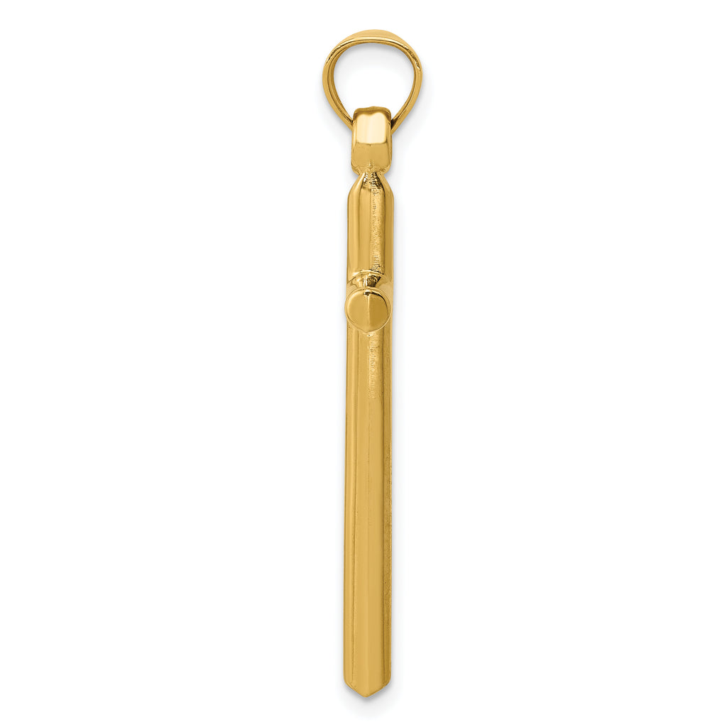 14K Gold Polished Hollow Cross Pendant with Elegant Design