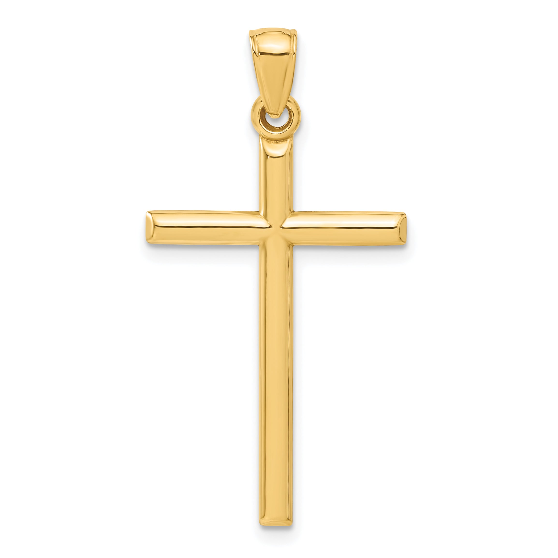 14K Gold Polished Hollow Cross Pendant with Elegant Design