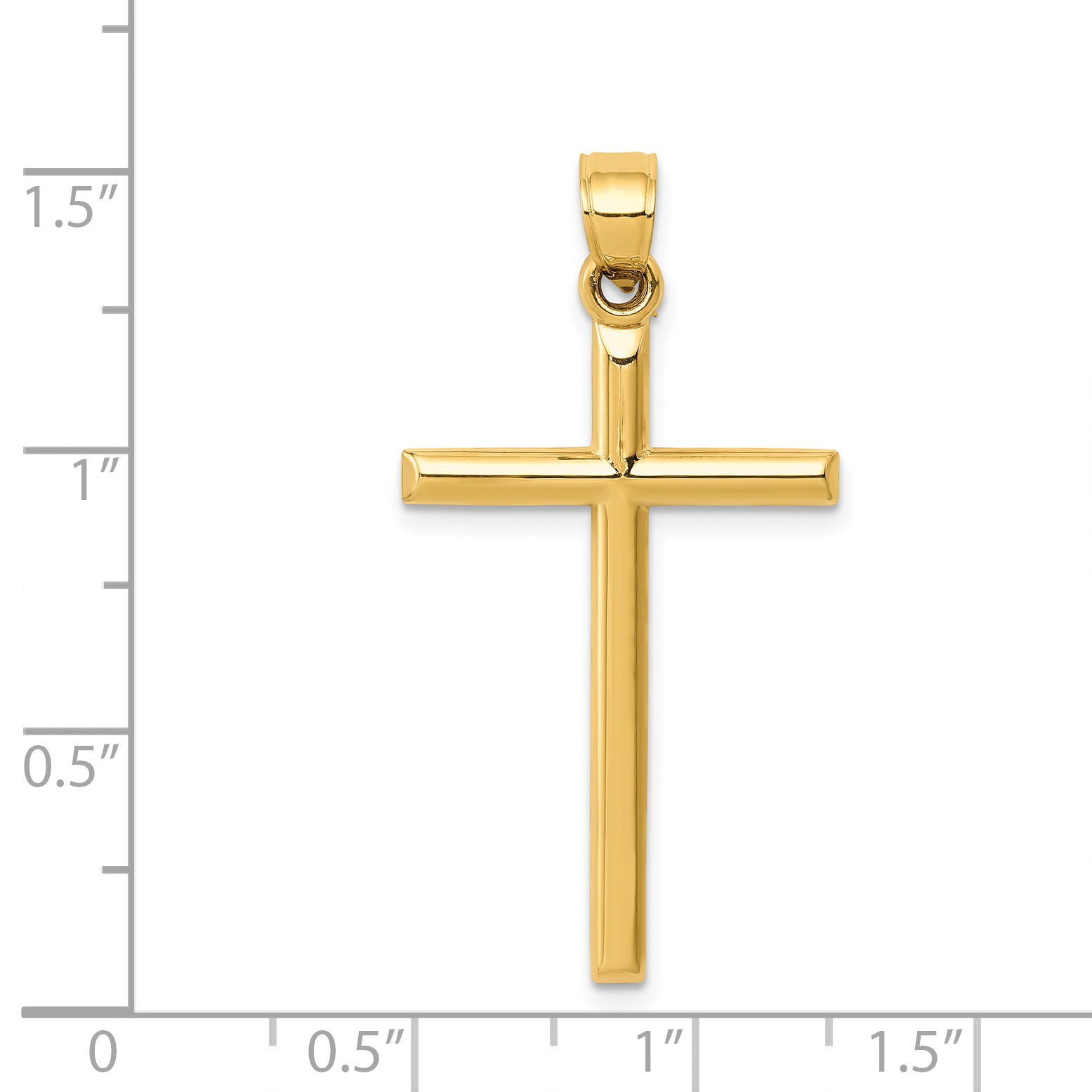 14K Gold Polished Hollow Cross Pendant with Elegant Design