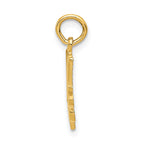 14K Gold MOM Charm with Polished Finish and Textured Design