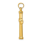 14K Gold Hollow Cross Pendant with Polished 3D Design