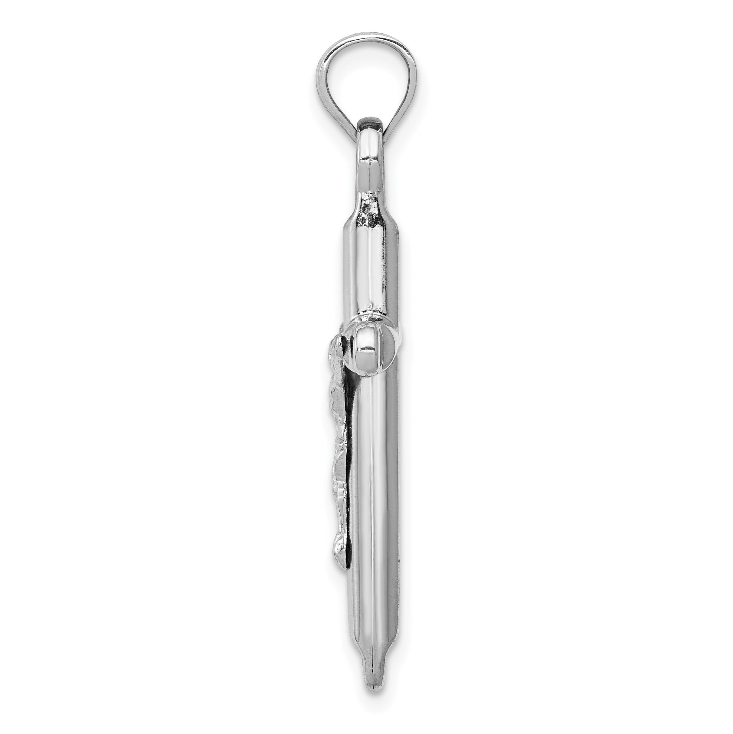14K White Gold Crucifix Pendant with Polished Rhodium Finish  Elegant and Lightweight