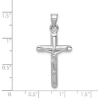 14K White Gold Crucifix Pendant with Polished Rhodium Finish  Elegant and Lightweight