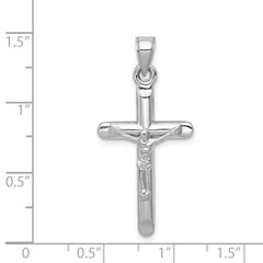 14K White Gold Crucifix Pendant with Polished Rhodium Finish  Elegant and Lightweight