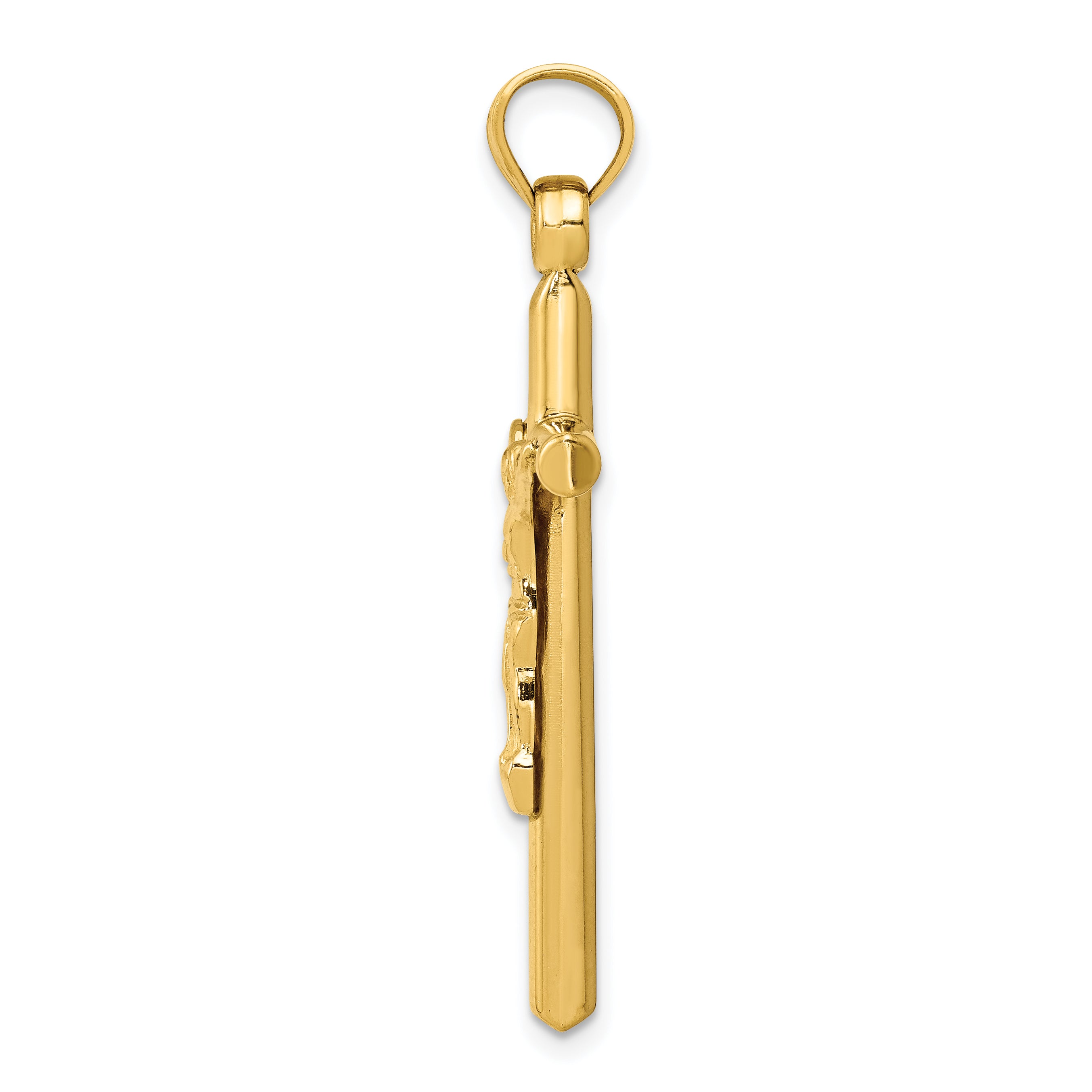 14K Gold Hollow Crucifix Pendant with Polished Finish Elegant and Refined