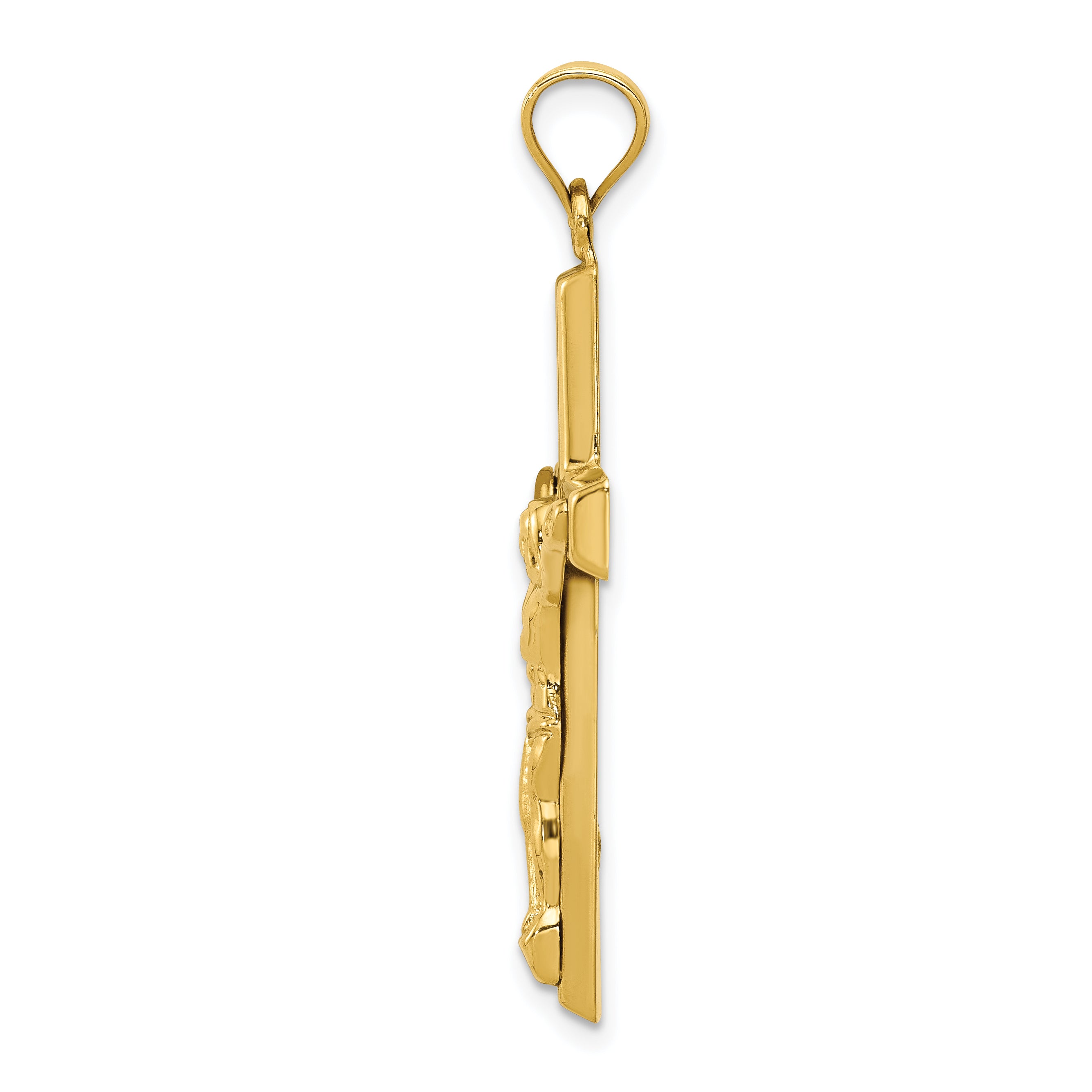 14K Gold Polished Crucifix Pendant with Hollow Flat-Back Design Secondary image